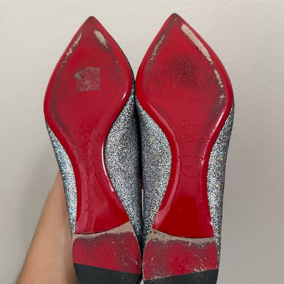 Christian Louboutin Ballalla Silver Mica Glitter Ballerina Ballet Flat 36 - Picture 7 of 15